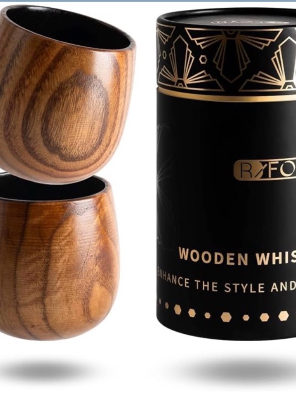 Wooden Whiskey Cups - Brown Jujube wood 10oz - 2 pack